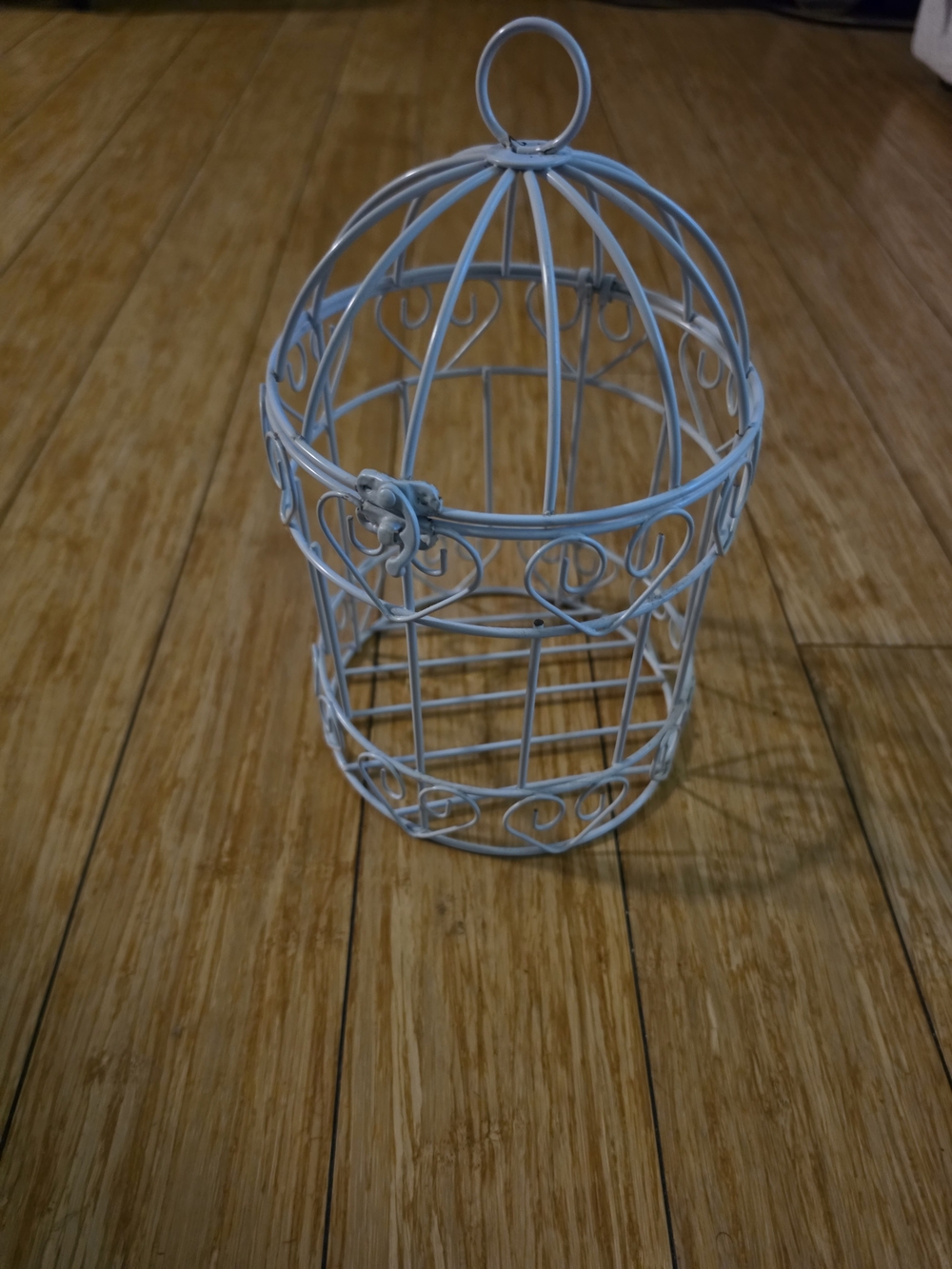 Decorative White Metal Birdcage Accent